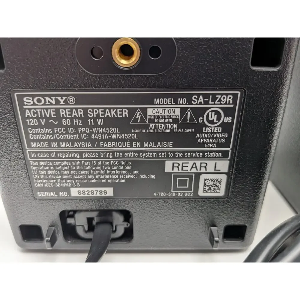 SONY SA-Z9R Wireless Rear Speakers SA-LZ9R SA-RZ9R Pair HT-Z9F 50W Black Audio